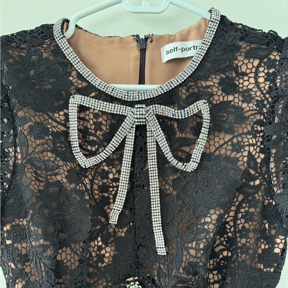 Self portrait Black cord Lace Dress Size UK 8 - Picture 3 of 6
